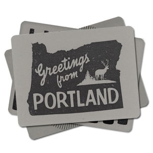 5 Hipster Portland Postcards Set, PDX, Retro Fonts, Holiday image 1