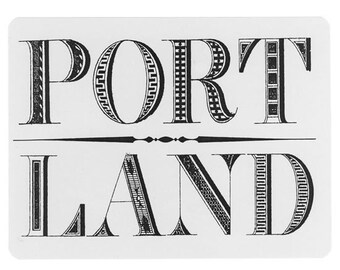 5 pocztówek PDX, czcionki retro, rysowane ręcznie, prezent