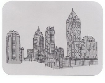 Atlanta Postcards, Landmark Drawings, ATL Buildings, Souvenir, Gifts