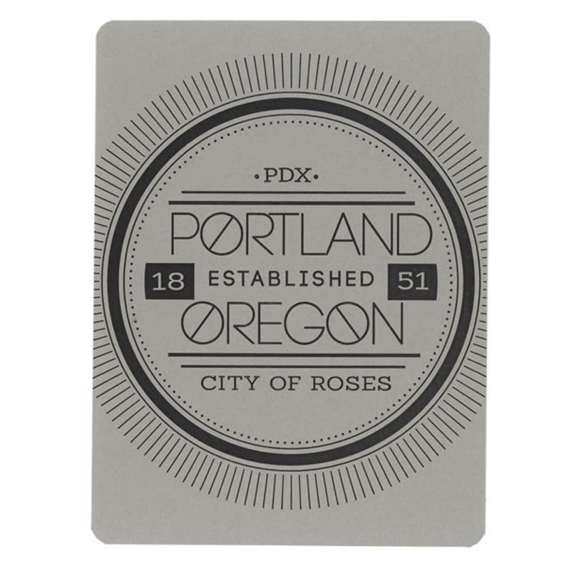 5 Hipster Portland Postcards Set, PDX, Retro Fonts, Holiday image 2