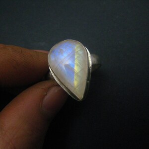 natural teardrop moonstone fine silver ring image 4