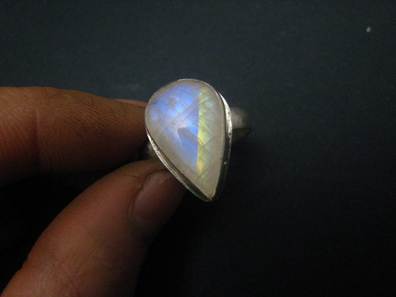 natural teardrop moonstone fine silver ring image 4