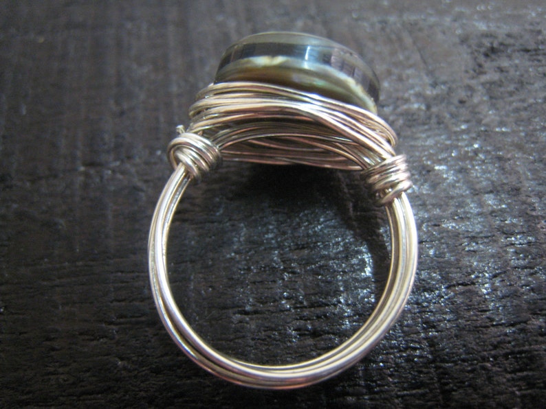 Abalone Handmade Ring in sterling silverring size 5 to 11 image 3