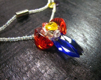 multi color Cubic Zirconia beaded pendant necklace