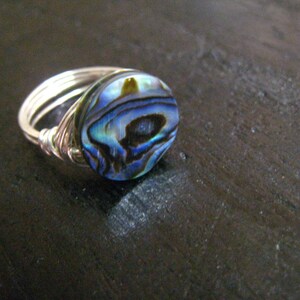 Abalone Handmade Ring in sterling silverring size 5 to 11 image 2