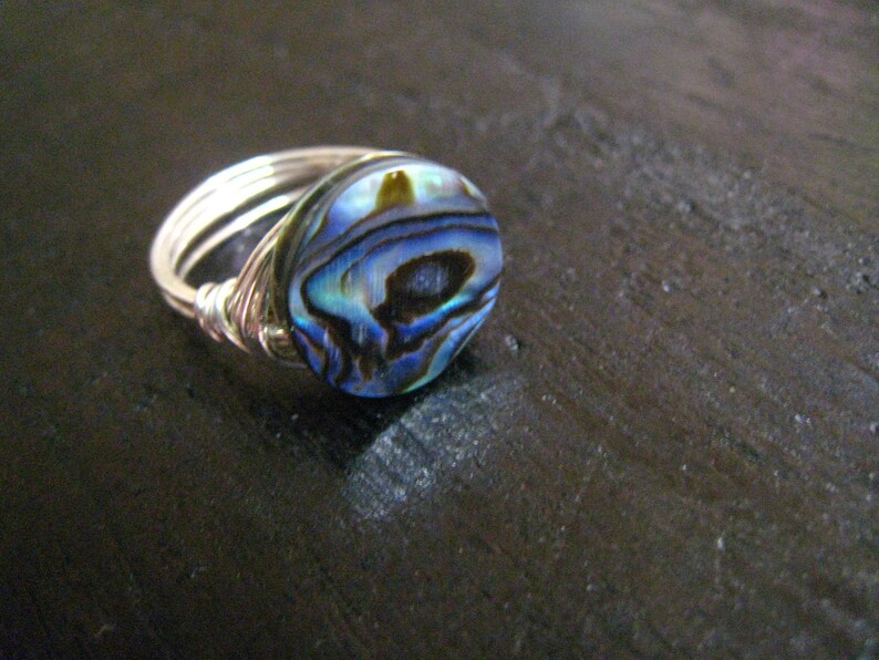 Abalone Handmade Ring in sterling silverring size 5 to 11 image 2