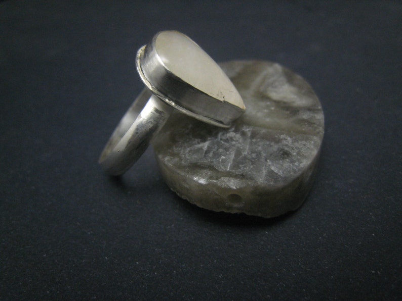 natural teardrop moonstone fine silver ring image 5