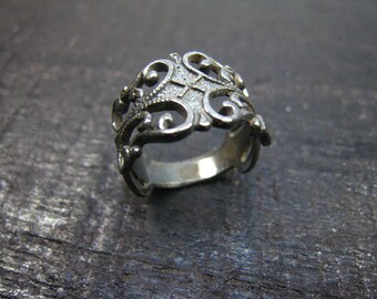 filigree ring,oxidized sterling silver-5