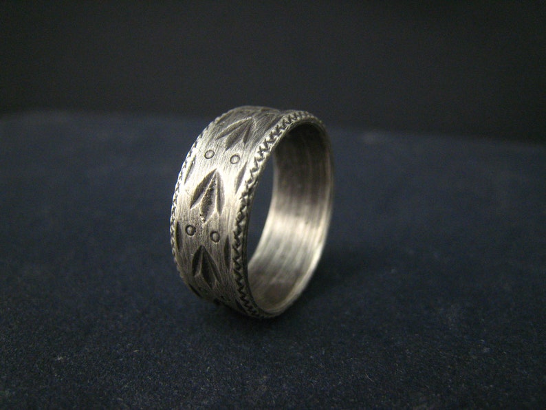 oxidized fine silver ring,size 8 image 3