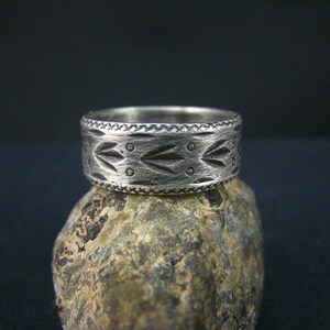 oxidized fine silver ring,size 8 image 5