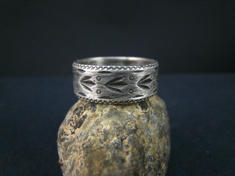 oxidized fine silver ring,size 8 image 5