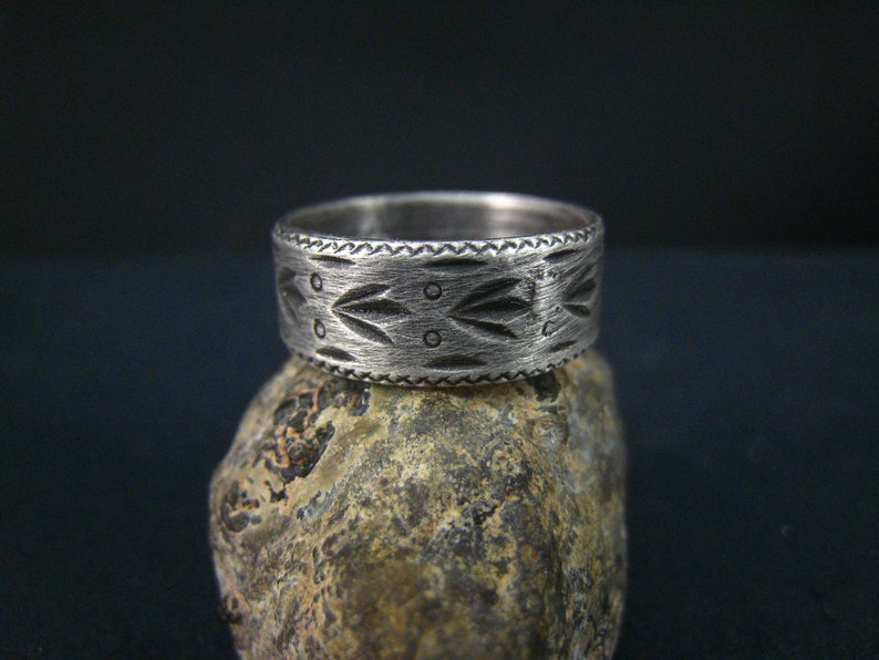 oxidized fine silver ring,size 8 image 1