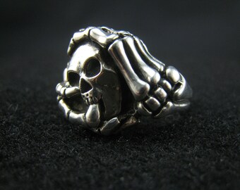 skeleton ring/skull ring,sterling silver