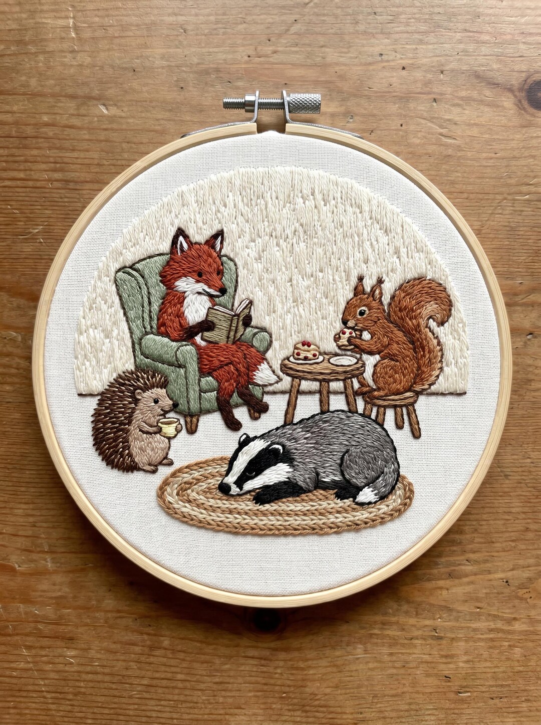 Woodland Animals Embroidery Kit - Fox and Friends Reading Tea Party ...