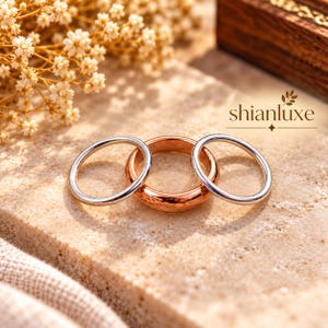 Mixed Metal Stacking Rings, Copper & Silver Band Set, Minimalist Handmade Jewelry