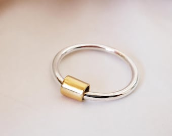 Handmade Silver and Brass Statement Ring, Unisex Minimalist Artisan Jewelry
