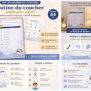 Druckbare Abendroutine für Kinder | Visuelle Abendroutine | Kinderroutine (PDF, A4) | Bewegliche Symbole | Montessori-Routine