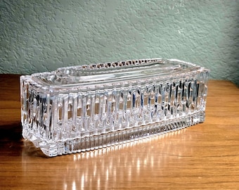 Princess House Lead Crystal Butter Dish Cigar Holder Trinket Box Czech Vintage