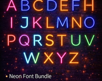 Neon Letters SVG | Glow Font Bundle | Neon Alphabet Clipart | Neon Sign Design Files | Instant Download