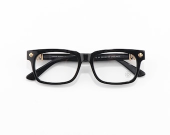 Black Square Glasses with Gold Accent Detail