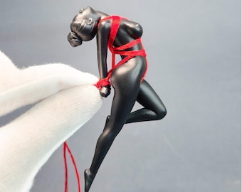 Shibari Girl Resin Figurine - Kinbaku Rope Art, Hanging Pendant & Keychain