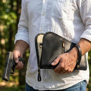 Handgjort läderpistolfodral med mjukt pälsfoder – Premium vapenfodral, läderhölster