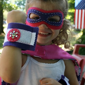 Girl Superhero Mask and Cuffs-Girls Superhero Accessory-Customize- Superhero Accessory-Superhero Dress Up Party