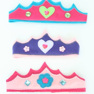 Felt Princess Crown-Perfect Christmas Gift-Heart Flower Crown-Customize- Girls Dress Up- Pink Purple  Princess Costume