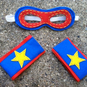 Superheld masker en manchetten-perfect kerstcadeau-blauwe sterren-aanpassen-superheld verkleedfeest