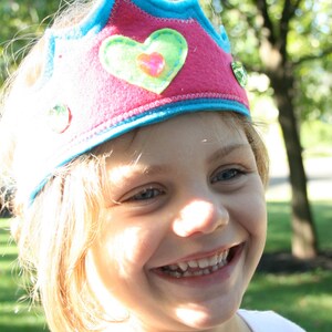 Felt Princess Crown- Perfect Christmas Gift-HeartCrown- Girls Dress Up- Pink Turquoise Princess Costume