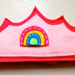 Felt Princess Crown- Perfect Christmas Gift-Rainbow Crown- Girls Dress Up- Pink Princess Costume
