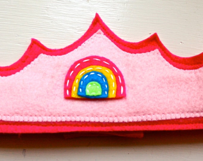 Felt Princess Crown- Perfect Christmas Gift-Rainbow Crown- Girls Dress Up- Pink Princess Costume