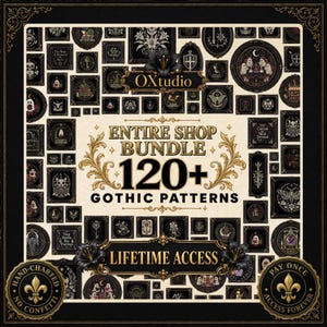 Komplettes Kreuzstich-Bundle: Über 120 gotische, mystische und mittelalterliche PDF-Muster, lebenslanger Zugriff