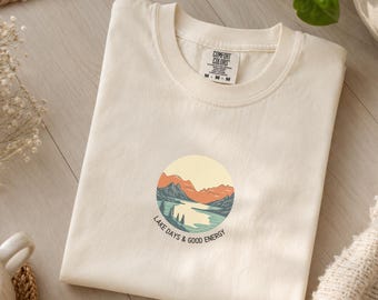 Lake Days & Good Energy Shirt, Lake Life Tee, Nature Lover Shirt, Camping Shirt, Summer Graphic Tee, Outdoor Lover Gift, Hiking Tee