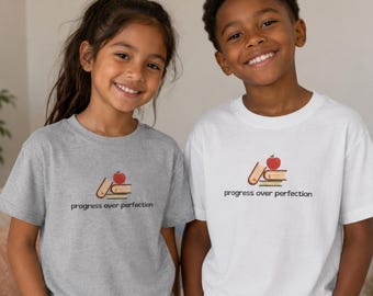Progress Over Perfection Shirt, Kids Teacher Inspired Tee, Growth Mindset Shirt, Back to School Shirt, Student Motivation Tee, School Shirt