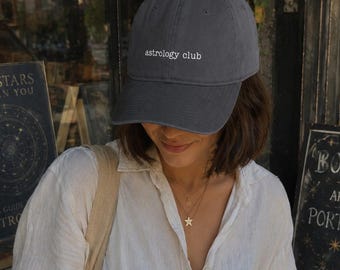 Astrology Club Hat, Zodiac Embroidered Cap, Celestial Baseball Cap, Boho Astrology Gift, Witchy Hat, Horoscope Lover, Cosmic Aesthetic