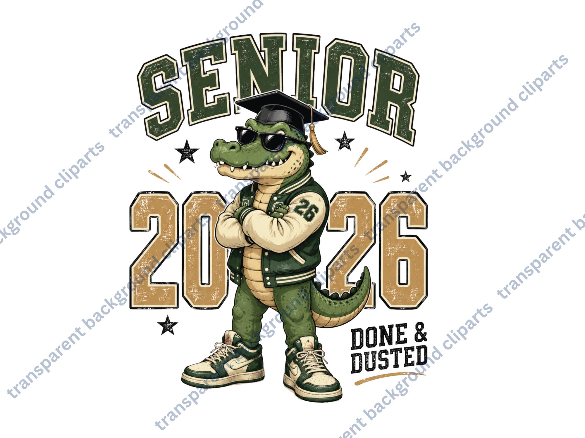 Senior 2026 PNG | Graduation Gator PNG | Retro Graduation Shirt Design ...