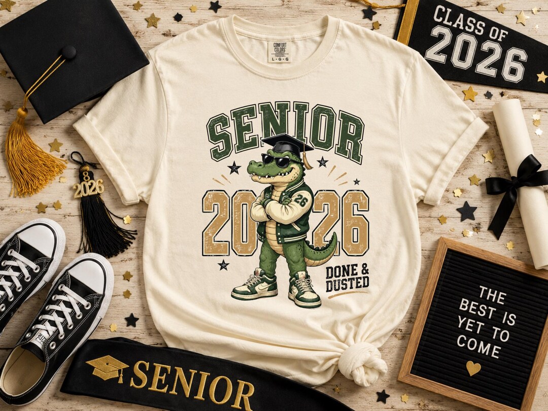 Senior 2026 PNG | Graduation Gator PNG | Retro Graduation Shirt Design ...