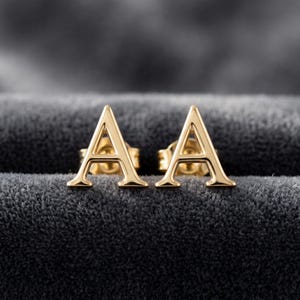 Brincos de Ouro 14k com Letras do Alfabeto, Brincos com Iniciais para Meninas/Homens/Mulheres/Meninos, Brincos com Monograma Personalizados, Presente de Aniversário para Pessoas Queridas