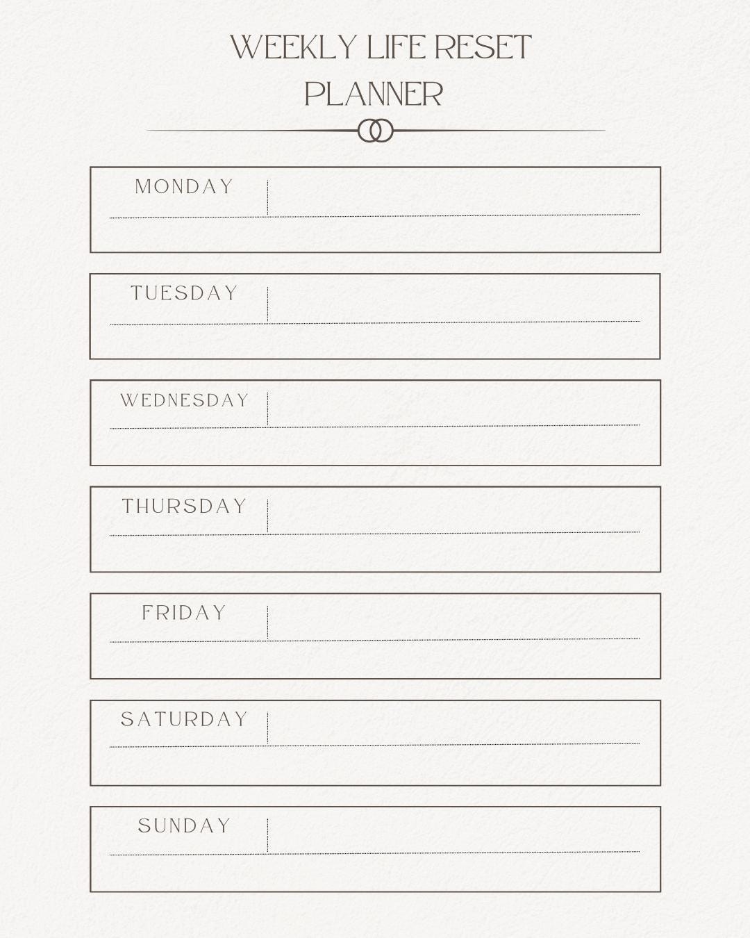Weekly Life Reset Planner Printable | Minimal Planner | to Do List ...