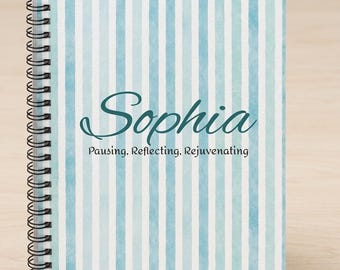 Personalized Name Spiral Journal Summer Reflection Journal Mindfulness Notebook for Women Self Care Notebook Under 20 Gift for Her