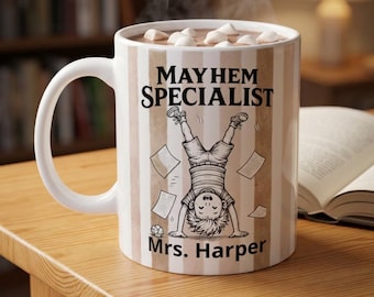 Personalized Teacher Custom Name Coffee Cup Funny Educator Gift Teacher Appreciation Desk Drinkware School Staff Present Customized Idea