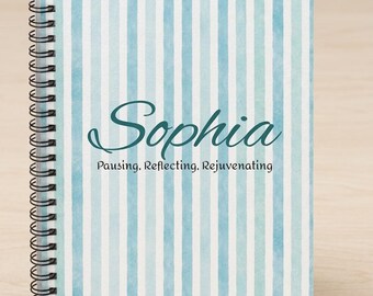 Personalized Name Spiral Journal Summer Reflection Journal Mindfulness Notebook for Women Self Care Notebook Under 20 Gift for Her