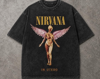 Rolig Nirvana "In Utero" överdimensionerad t-shirt, 100 % bomull, födelsedagspresent