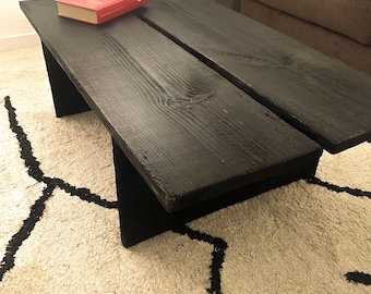Black Burned Wood Coffee Table | Shou Sugi Ban Table | Japandi Minimalist| Handmade Table | Wabi-Sabi Home Decor | Rustic coffee table