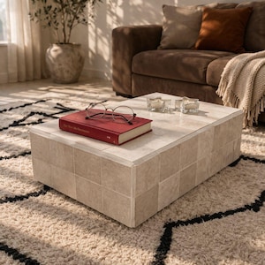 Handmade Travertine Tile Coffee Table
