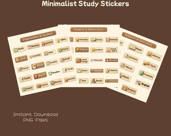Stickers d'étude minimalistes | Stickers numériques agenda beige (téléchargement instantané PNG)