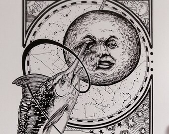 Martinefa's original drawing "Et pourtant, il l'a eu" ("And yet he got it") - Big size - French artist