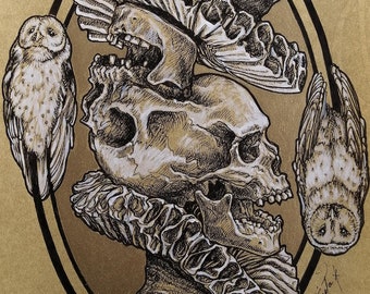 Martinefa's original drawing "TWINS" - with metallic paint highlights