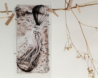 Long postcard of a work by Martinefa &quot;ENDLESS BEGINNING&quot; - 10.5 x 21 cm